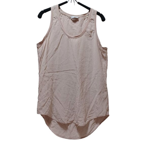 Equipment 100% Silk Tank Top Rib Trim Pale Blush Pink Womens M Feminine Luxury - Picture 1 of 6
